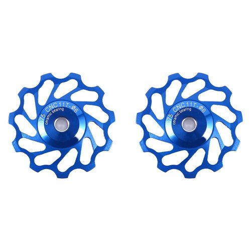 ASHATA Derailleur Pulley 11T Wheels Wheel Ceramic Pulley Aluminium Alloy Roller Accessory Support 7/8/9/10 Speed for (Blue,11T)