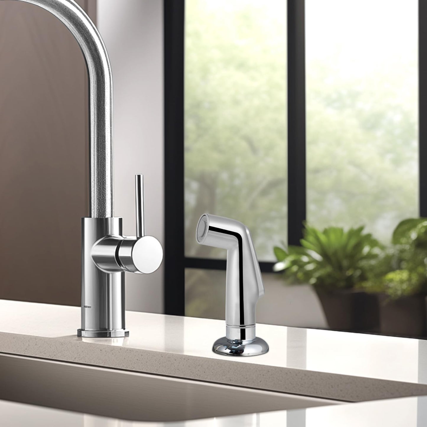 Hygie Rinse Universal Fit Kitchen Sink Spray Attachment, Kitchen Sink Side Sprayer Head Compatible with Delta, Moen, Kohler and Other OEM Brands Spray Head, Chrome