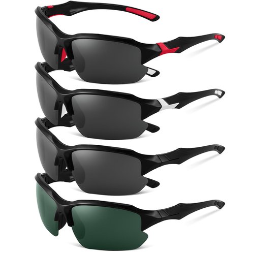 GGSTDDUP 4 PACK Polarized Sport Sunglasses for Women&Men UV Protection,Lightweight Running Cycling Fishing Sunglasses Outdoor Shades Black