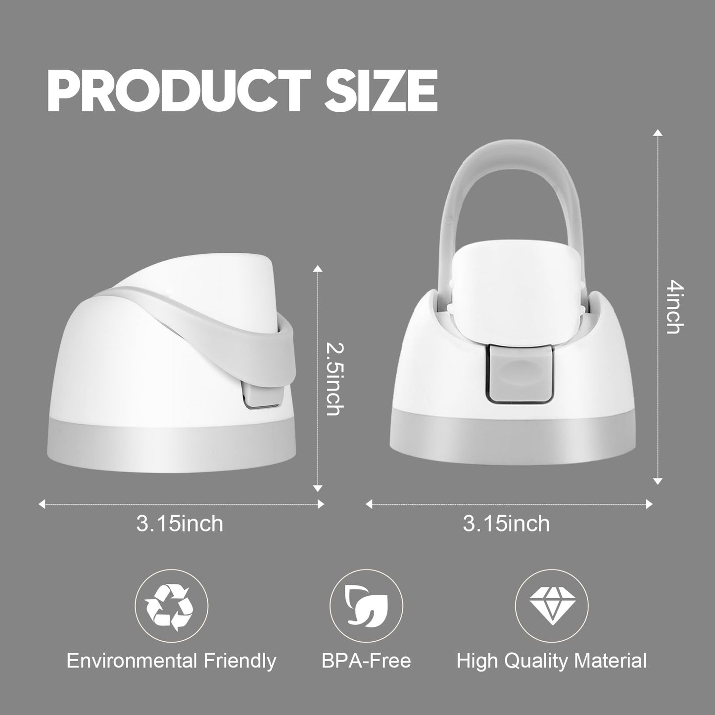Ruzkq Replacement Lid for Owala, Compatible with Owala Cup 16oz 24oz 32oz 40oz, One Button Water Bottle Top Lid Replacement Accessory, Leakproof, BPA-Free (Ash White)