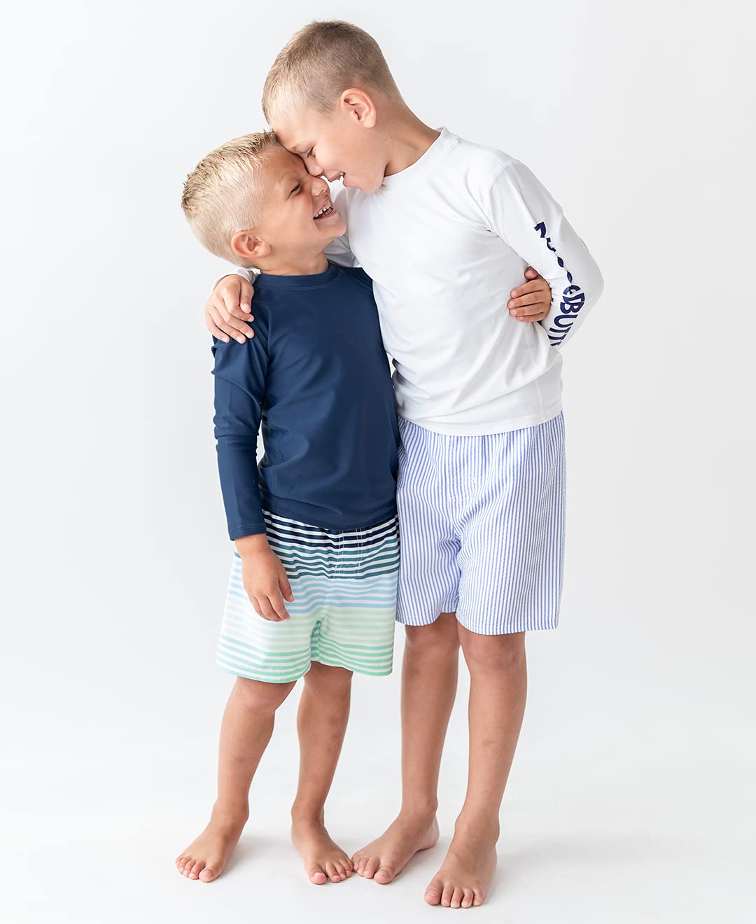 RUGGEDBUTTS Boys UPF 50+ Striped Swim Trunks - Boys Swim Trunks Green