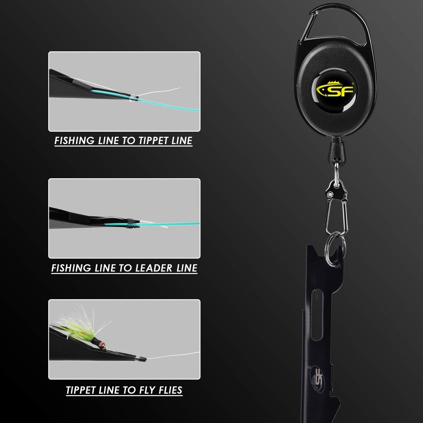 SF 3-In-1 Fly Fishing Nipper - Versatile Line Cutter & Knot Tying Tool | Black