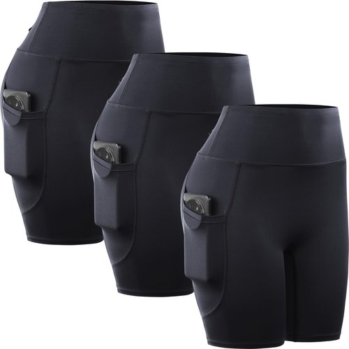 CADMUS High Waisted Workout Shorts for Women - 3 Pack | 7.5" Biker Shorts with Pockets