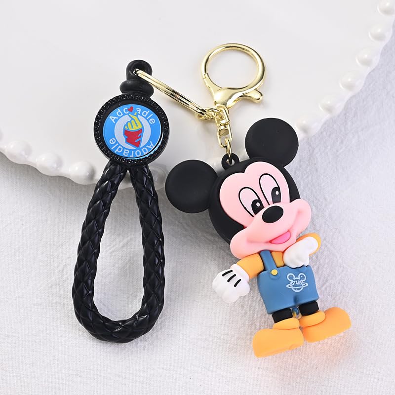 TREANY 4pc Minnie/Mickey Cartoon Keychains Set - Cute Backpack & Car Charm Accessories