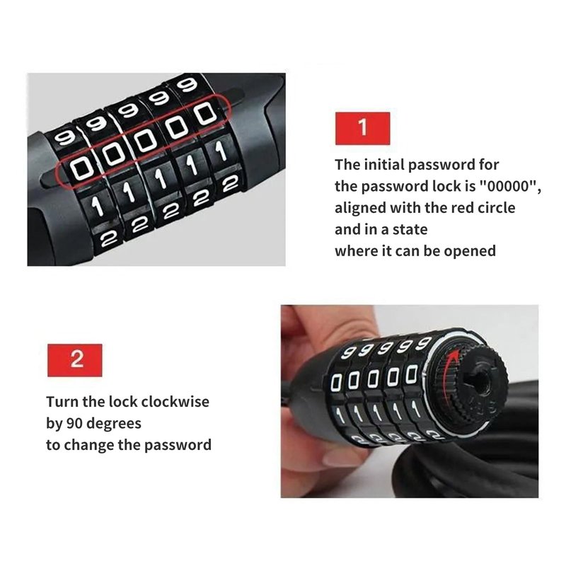 CFIKTE Bike Lock: 5 Digit Combination High Security Anti Theft Bike Chain Lock,Heavy Duty Resettable Keyless Bicycle Lock for Bike, Motorcycle, Scooter, Door & Gate (Chain Length: 120cm (47.24 inch))