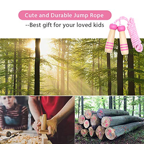 Adjustable 7ft Cotton Jump Rope with Wooden Handle - Pink