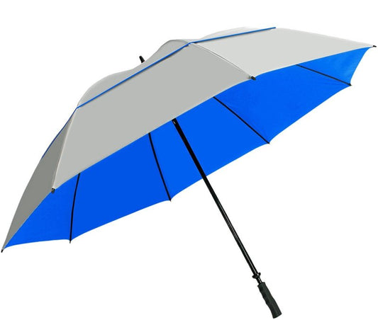 SunTek 68” Golf Umbrella, Windproof & Waterproof Umbrellas with Vented Double Oversize Golf Canopy, Reflective UV Protection, Large Umbrella for Golf, Sport & Travel (Silver/Blue)
