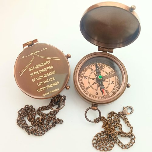 Joshua 1:9 Engraved Brass Compass – Go Confidently Inspirational Quote – Graduation Gift 2025, Baptism, Confirmation Gift for Boys, Perfect for Thanksgiving, Christmas, or Holiday Gifting