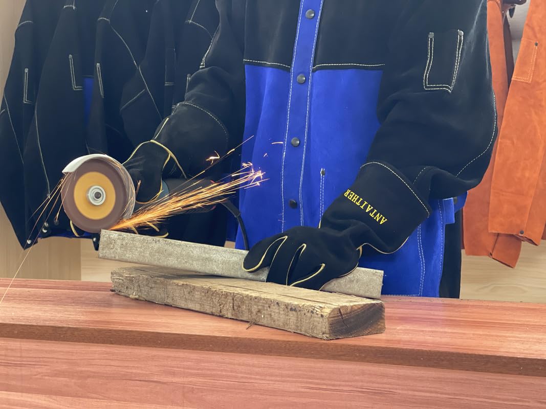 ANTAITHER Leather Welding Jacket - Exceptional Heat and Flame Protection, Heavy-Duty Coat (X-Large)