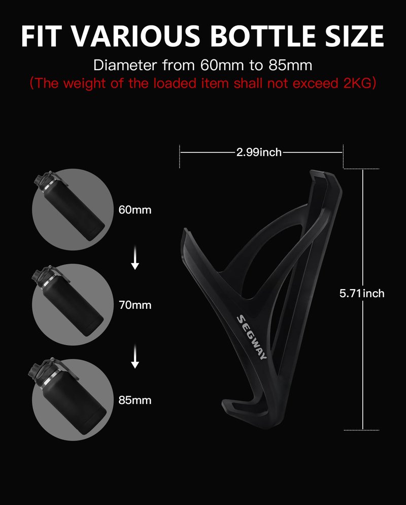 Scooter Water Bottle Holder Ultra-Light Bottle Cages with Screws Tool Compatible with Ninebot by Segway E3 E3 Pro MAX G3 F3 F3 Pro ZT3 Pro KickScooter Water Cup Holder Original Accessories