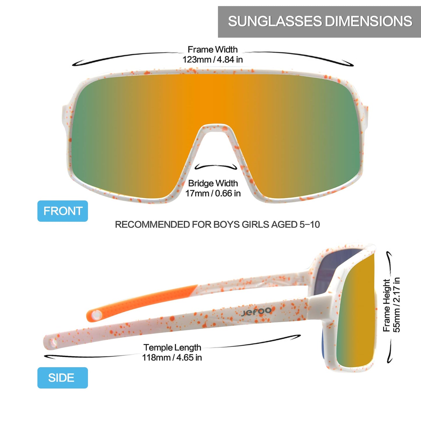 Jefoo Kids Baseball Sunglasses Polarized Sports UV400 Protection Lightweight Cycling Glasses with Strap for Boys Girls 5-10