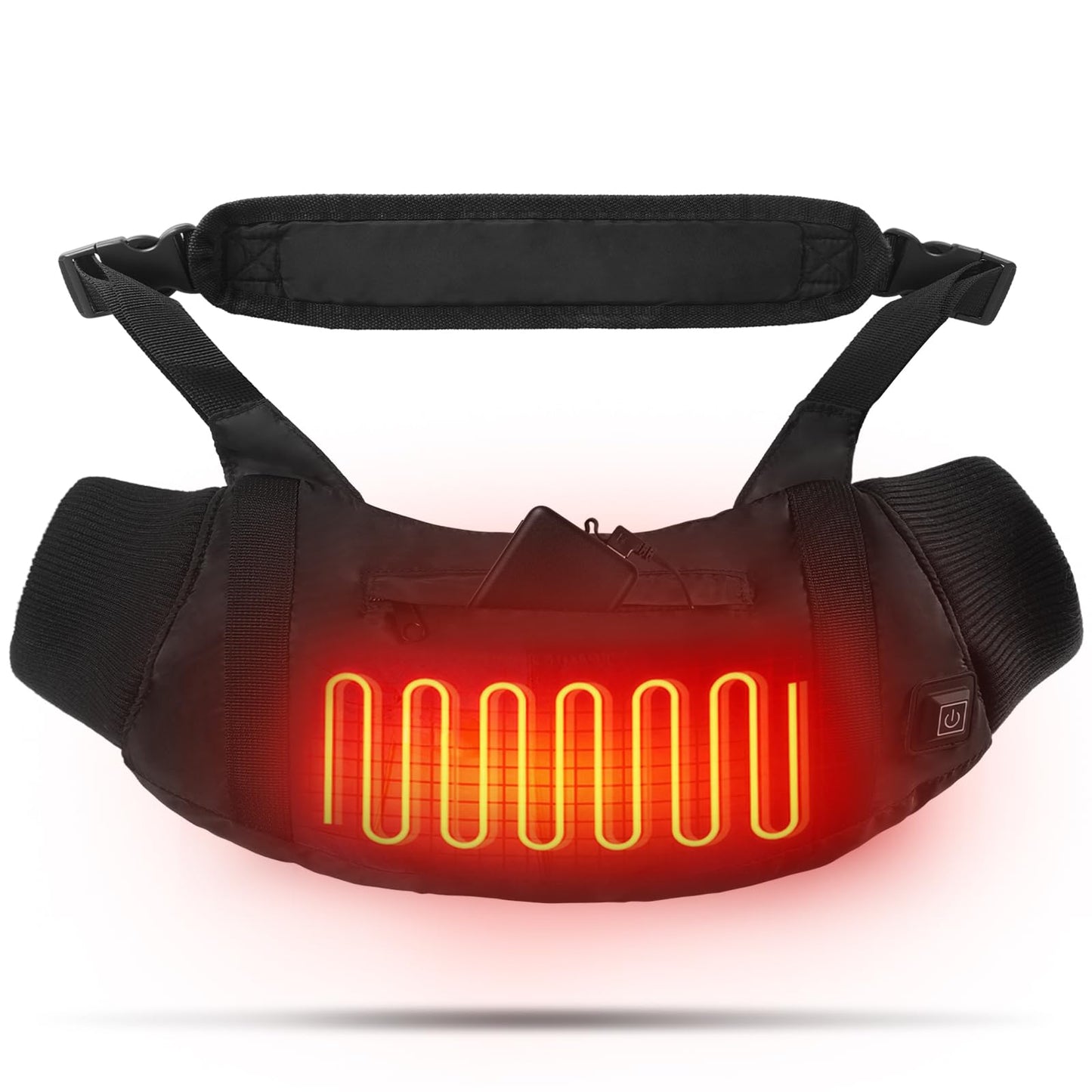 Heated Hand Warmers Pouch 10000mAh Electric Heated Hand Muff with 3-Level Heat Setting, Rechargeable Power Bank, Adjustable Strap, 2 Pocket for Football, Golf, Hunting, Camping(Includes Power Bank)