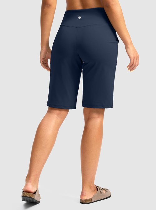 G Gradual Women's Bermuda Shorts - High Waisted, Knee Length with Pockets | Casual Stretch Design