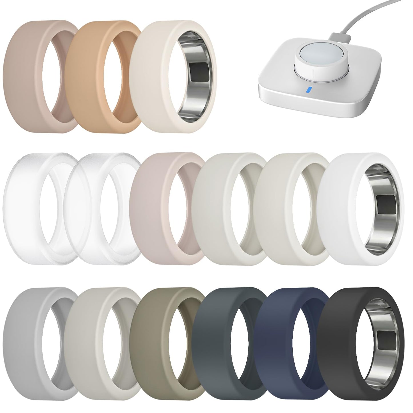15 Pack Cover Compatible with Oura Ring Gen 4/ Gen 3 - Charging Directly with Protector, Anti-Scratch Elastic Thin Silicone Case for RingConn Gen 3/ Gen 2