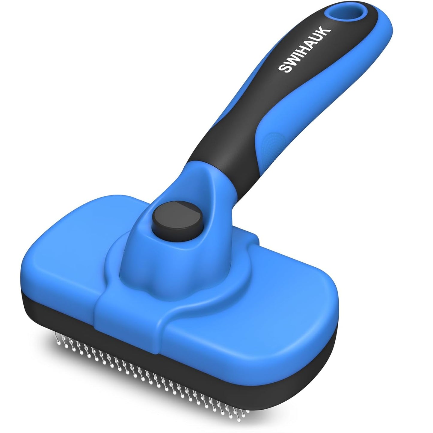Swihauk Self-Cleaning Slicker Brush - Skin-Friendly Deshedding Tool for Dogs & Cats | Blue