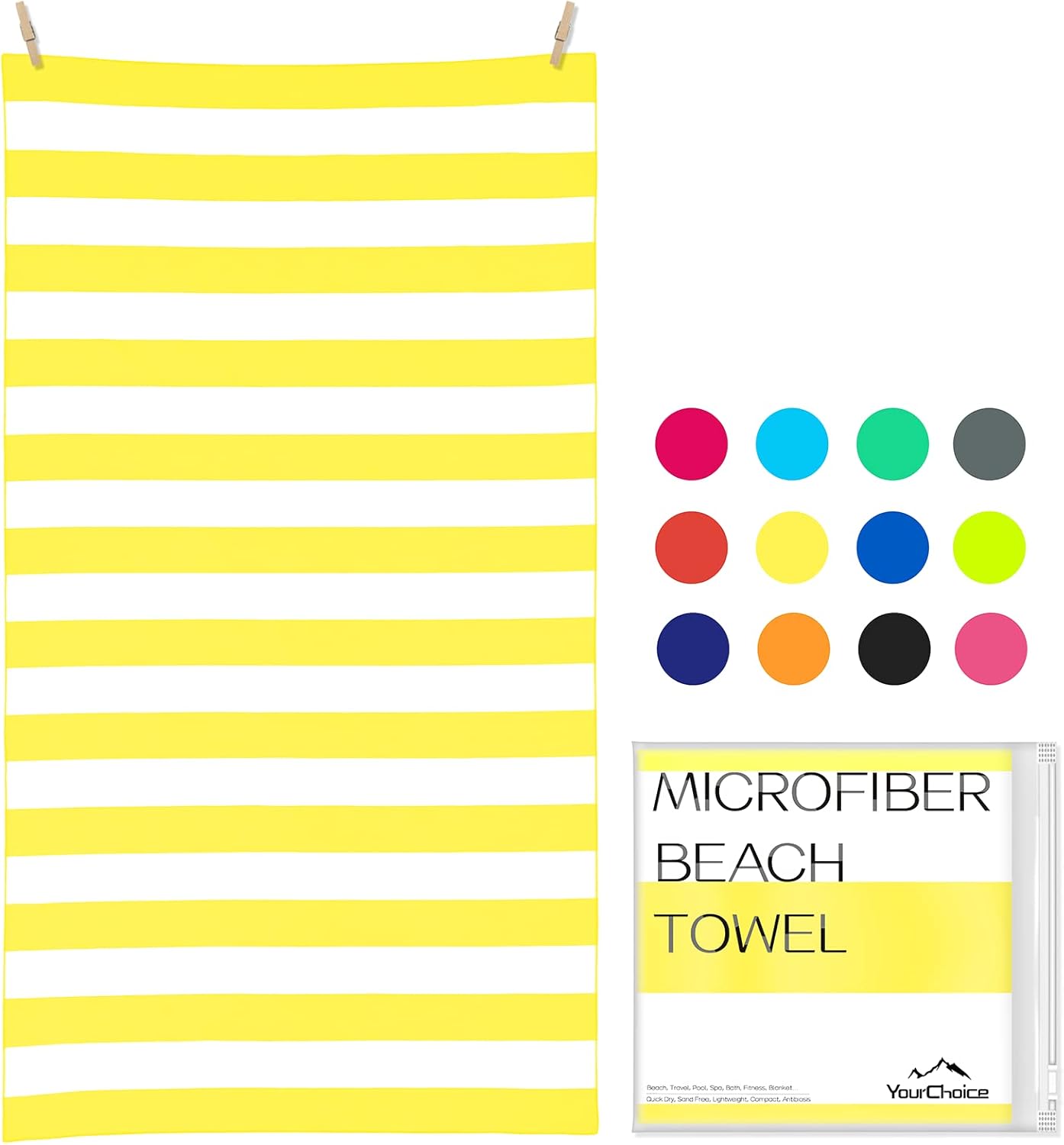 Your Choice Microfiber Beach Towel - Quick Dry, Sand-Free, Lightweight | Oversized 67x35 Inch & 60x30 Inch Sizes