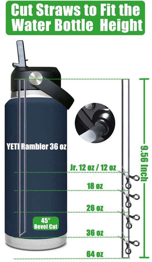 Acemoo Straw Lid for Yeti Rambler Jr. 12 oz Kids Bottle & Rambler 12/18/26/36/64 oz Bottle - Flexible Handle, BPA Free, Plastic, Black