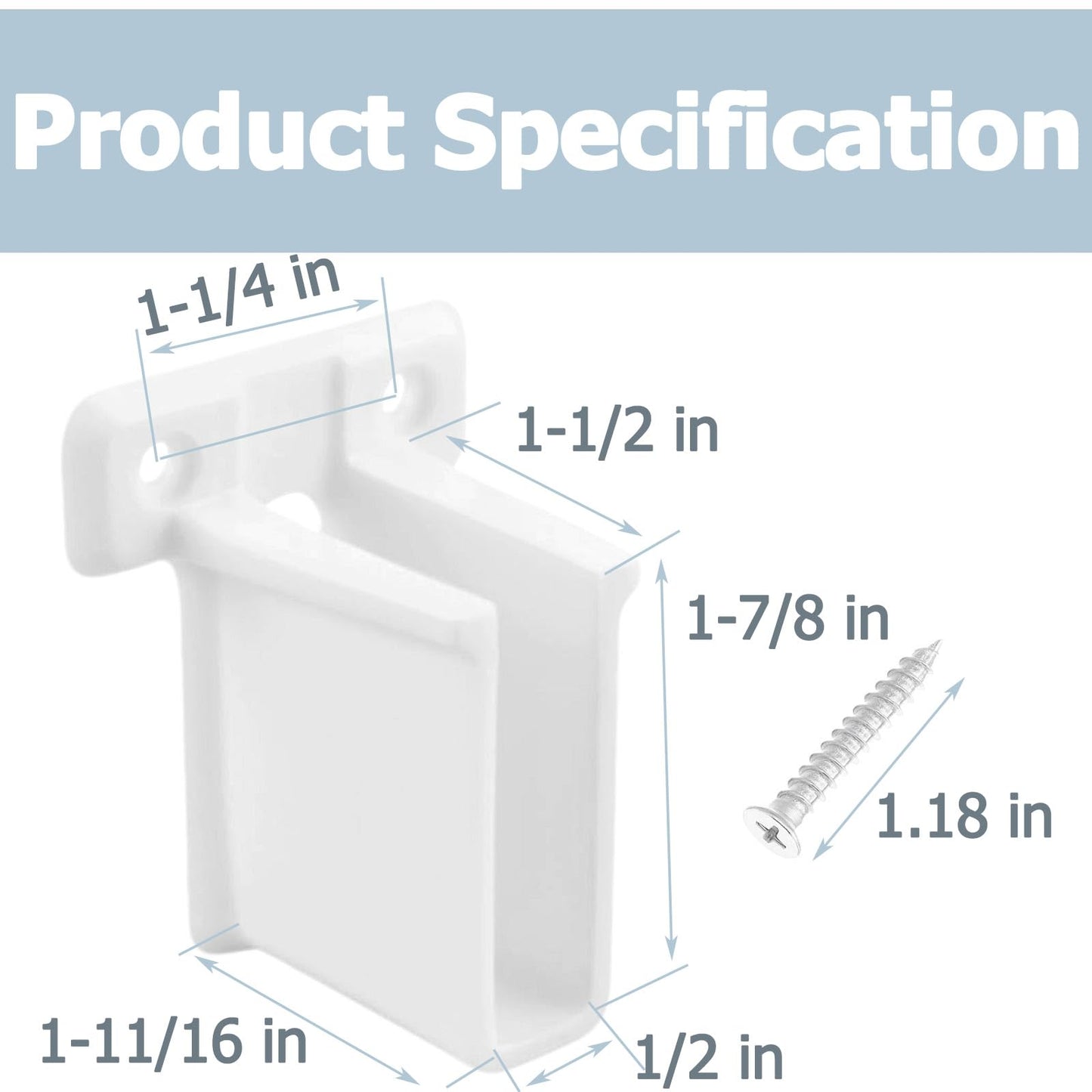 Auaurly 10 PCS Wire Shelf End Bracket for Shelves Closet Wall Mount White Plastic Wire Shelf Support Bracket MP7016 Holder with Installation Fasteners,1/2 Inch Length