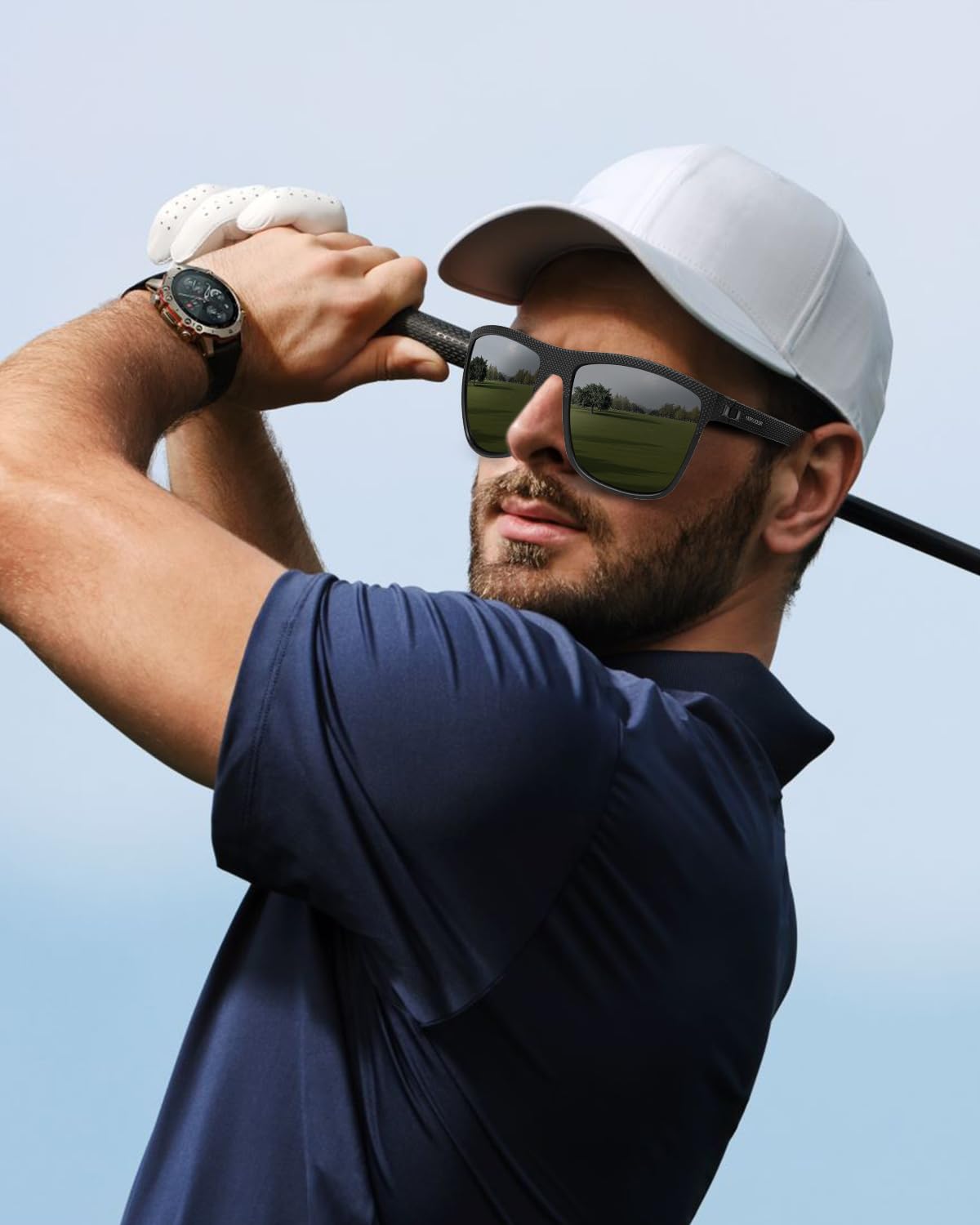 Nirvjour Polarized Sunglasses for Men Lightweight TR90 Frame UV Protection Sun Glasses for Driving Fishing Golf