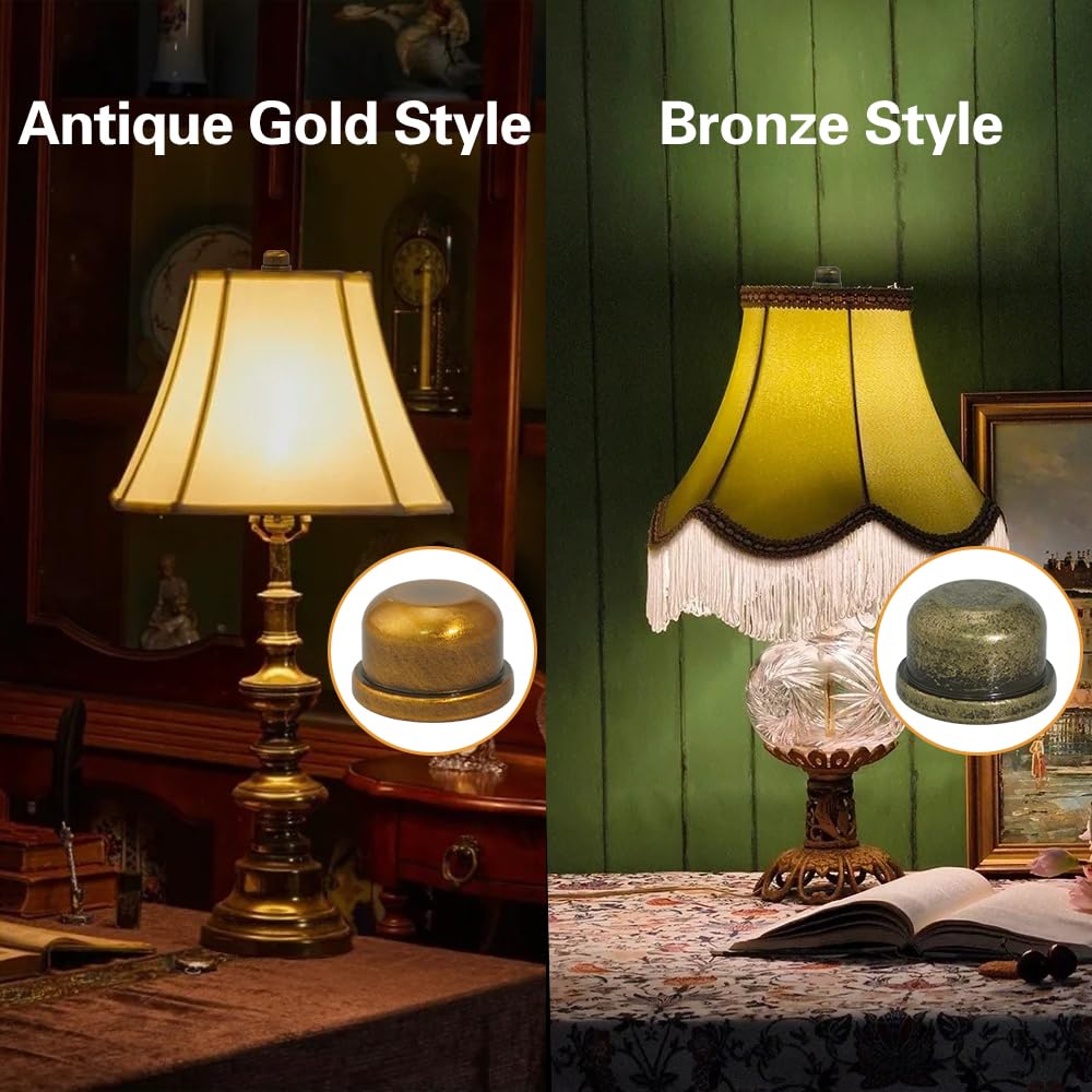 Asjeumt 10 Pcs Lamp Finial 5 Colors Lamp Toppers Screw on Solid Finials for Light Harp Lampshade Finial, Replacement Lamp Shade Screws Cap Knob - 2 Each Of Antique Gold, Silver, Black, Bronze, Gold