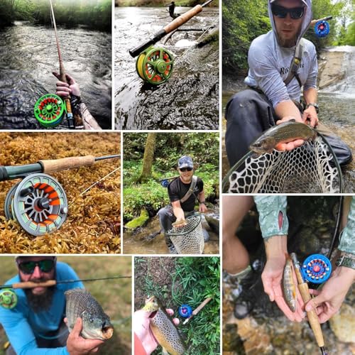 Aventik Large Arbor Fly Reel 3/5wt Green with Line – CNC Aluminum, Smooth Drag