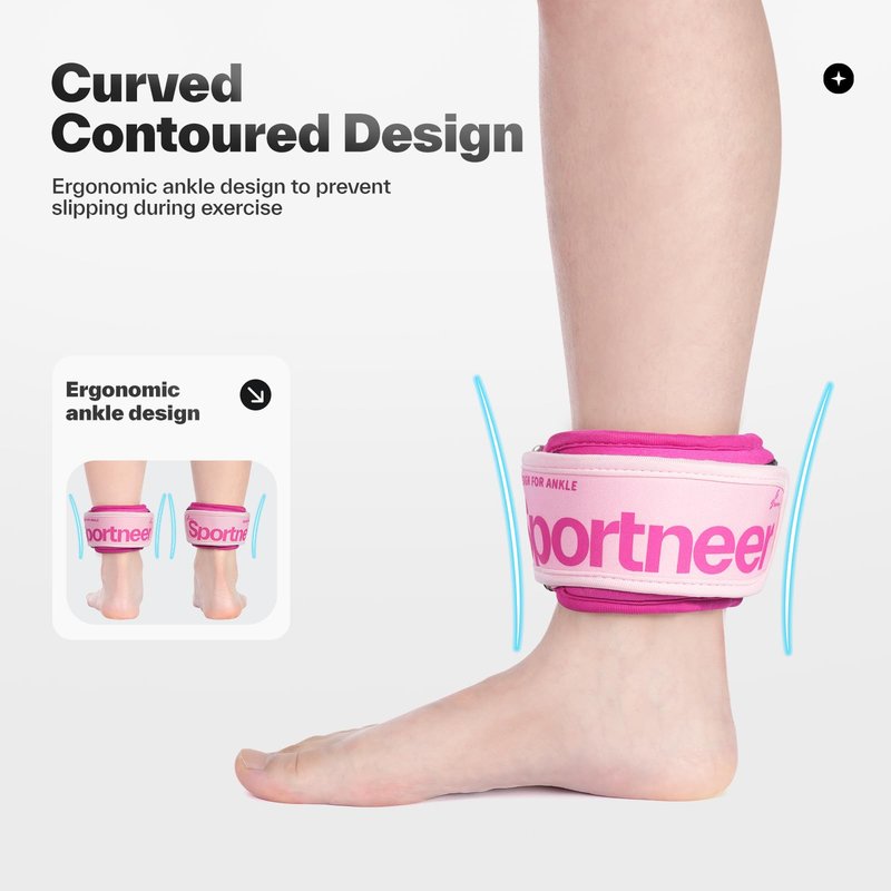 Sportneer Ankle Weights 0.5/1/2/3/5 LBS 1 Pair Wrist Leg Arm Weights for Women Men Kids Child with Adjustable Straps, Strength Weighted for Jogging Running Walking Fitness Gym Workout (Pink, 0.5 lbs x 2)