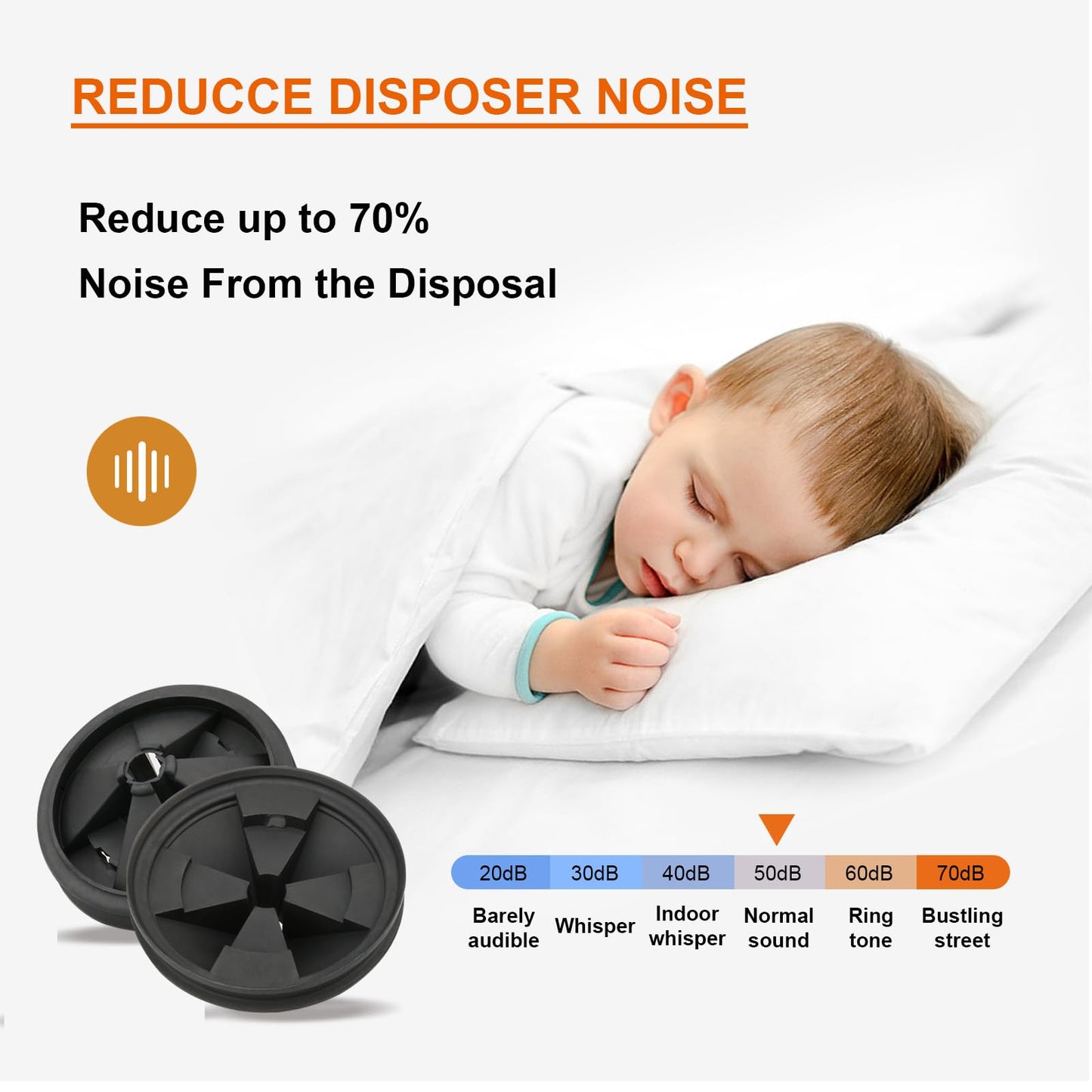 2Pcs 3 3/8" Garbage Disposal Splash Guard, Quiet Garbage Disposal Rubber Drain Insert, Sink Splash Guard QCB-AM Replacement for InSinErator Evolution Series, Removable Garbage Disposal Parts