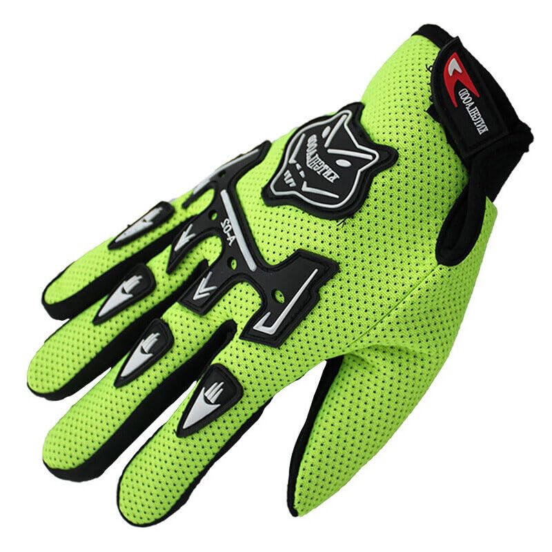 Youth ATV Riding Gloves - Large Size, Lime Green