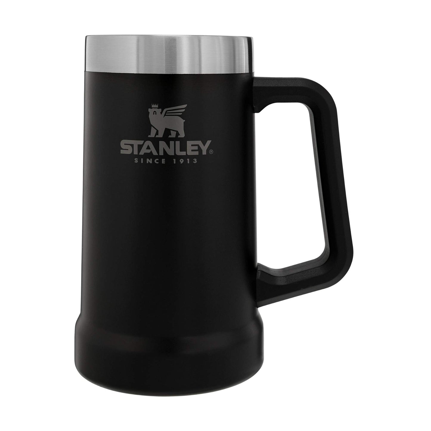 STANLEY Stay-Chill Beer Stein 24 oz | Heavy Duty Big Grip Handle | Beer Tumbler Drink Cup, Holds 2 Cans | Insulated Stainless Steel Party Mug | BPA-Free | Matte Black