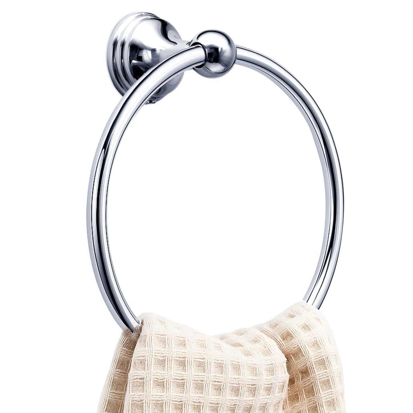 Hand Towel Ring for Bathroom – Chrome Round Towel Holder, Wall Mounted Rack, Sleek Hanger for Bath, Kitchen, RV, Decor