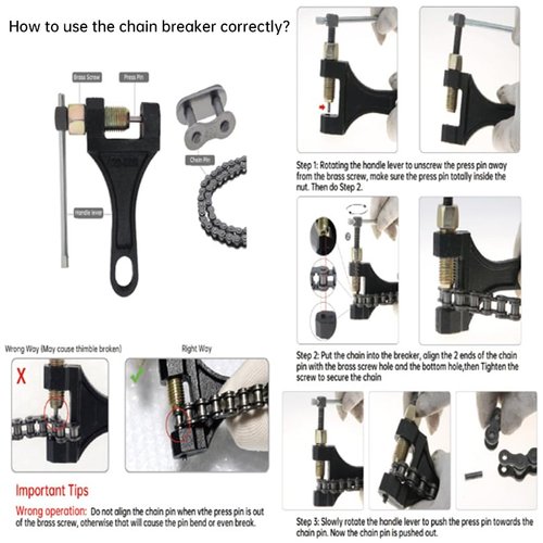 Windance Chain Link Breaker Chain Quick Adjusting Alignment Sprocket Accurate Positioning Tool CNC Aluminum Alloy Chain Repair Tool Kit for Motorcycle ATV Scooter Snowmobile Dirt Bike Bicycle