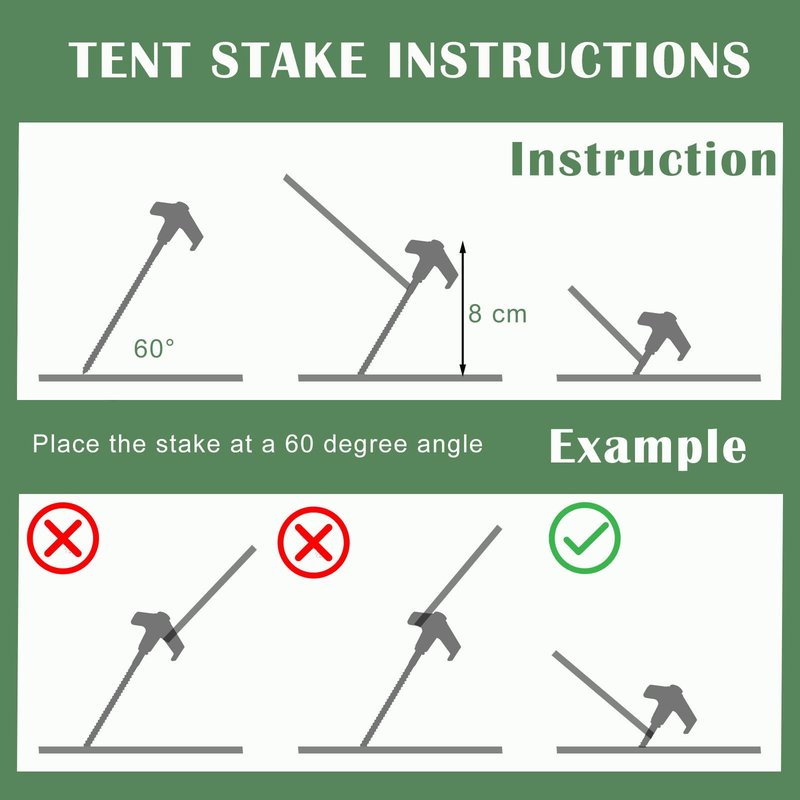 Nexboraque 20 Pack Screw in Tent Stakes, 8 Inch Heavy Duty Ground Anchors with Hex Head Drillable Tent Pegs Camping Stakes for Patio, Garden, Canopies, Grassland, Outdoor (Black)