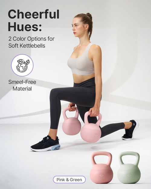 YOTTOY Soft Kettlebell,Kettlebell Anti-Slip Grip Weight for Home Workouts, Kettlebells Set Strength and Safety Guaranteed (Pink, 6 LB)