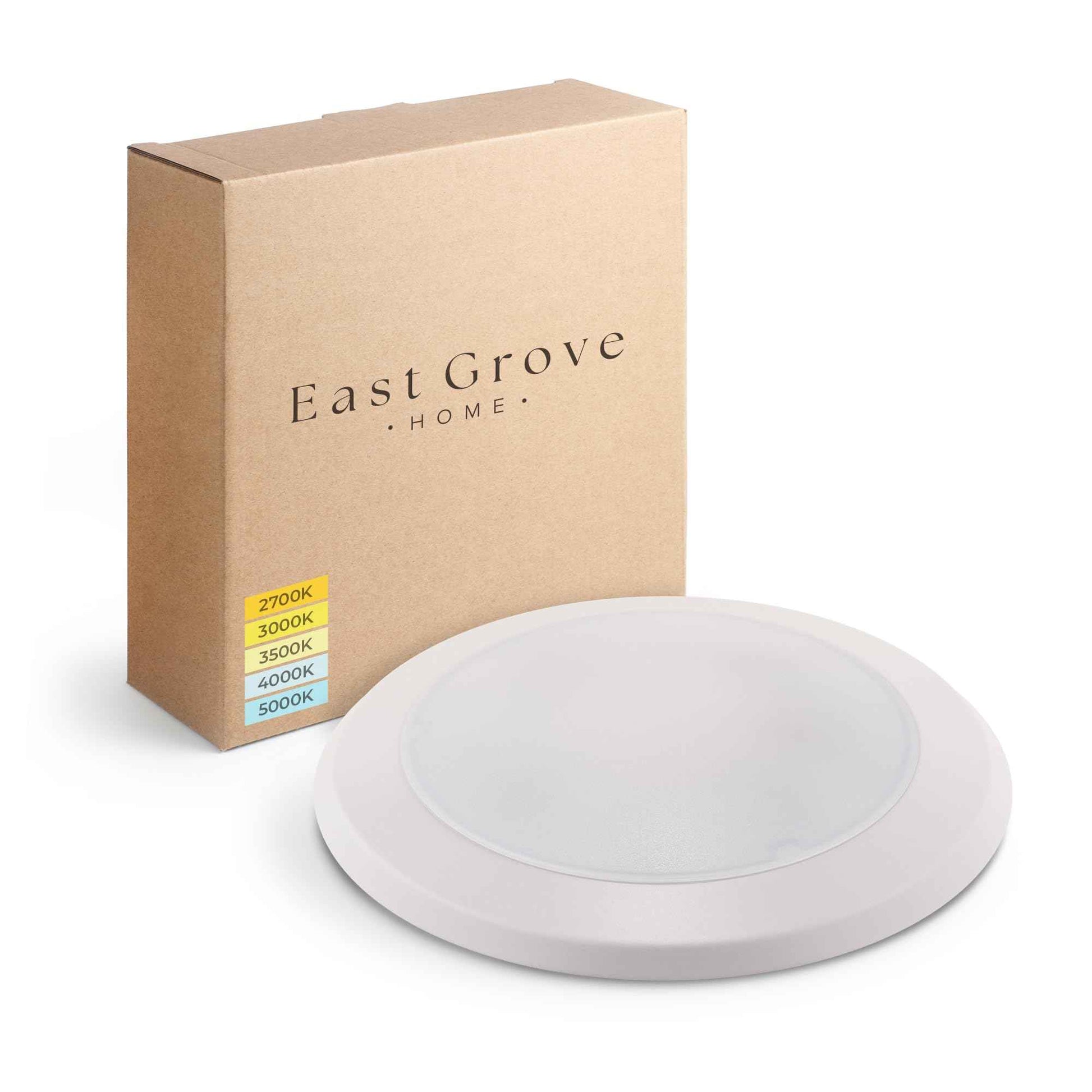 East Grove Home Builder Essential 6in Round Disc LED Recessed Flush Mount 10W 800 Lumens with 5-CCT 2700-3000-3500-4000-5000K in White (Pack of 12)