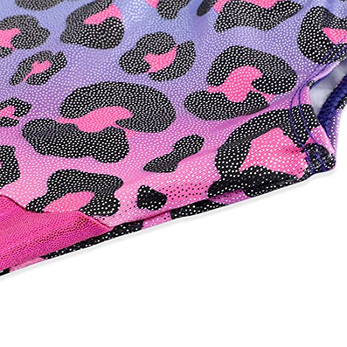 Girls Sparkle Gymnastics Biketard - Snowflake Mermaid - Leopard, 5-6 Years