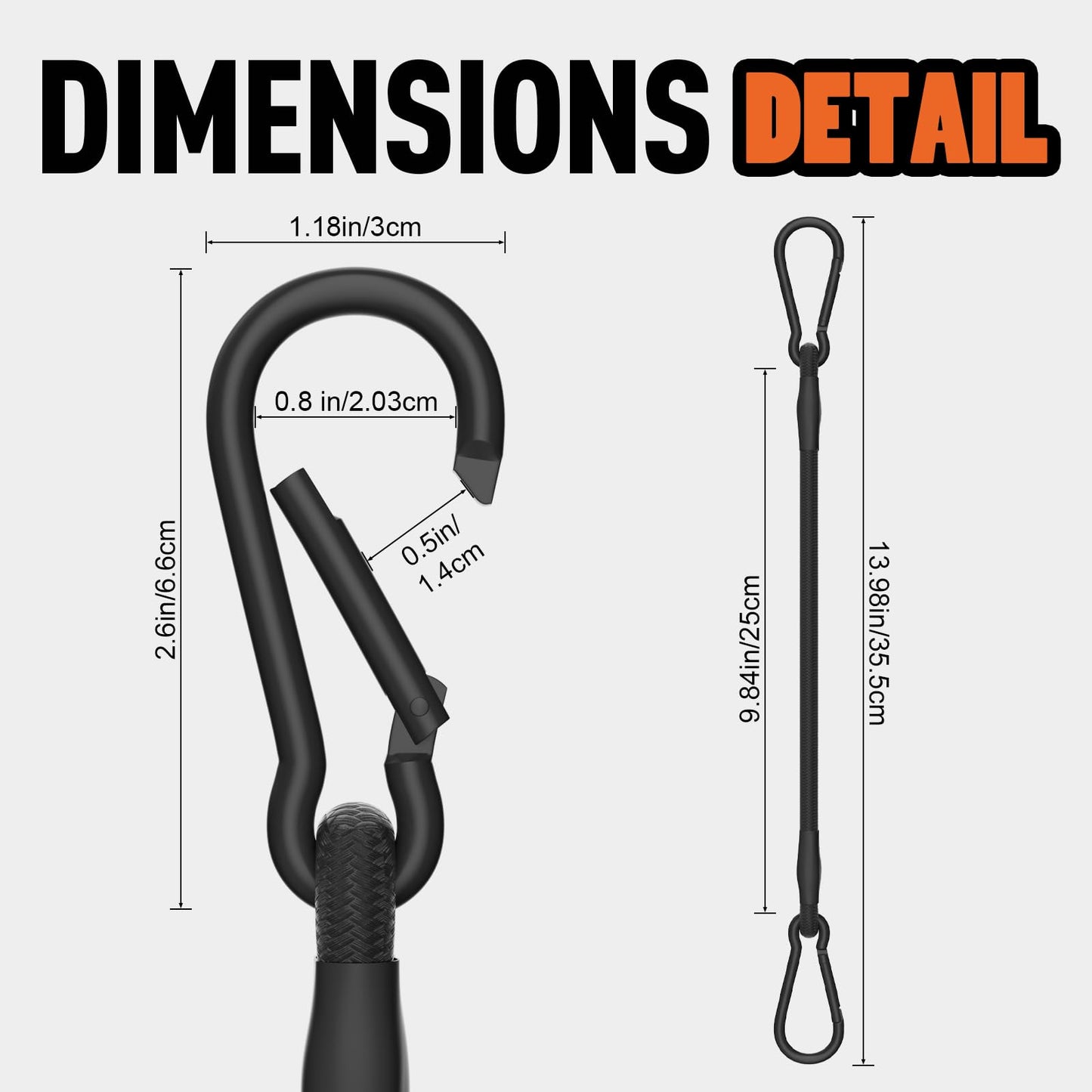 4 Pack 12 Inch Bungee Cords with Carabiner Hooks – Heavy Duty 1/3 Inch Elastic Rope for Secure Camping Gear, Tent Setup, and Bike Rack