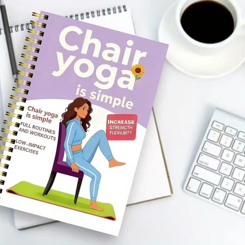 30-Day Chair Yoga Guide by [Brand Name] - 60 Beginner Workouts for Weight Loss & Flexibility | Spiral Bound, Purple (5.5x8.3 Inch)