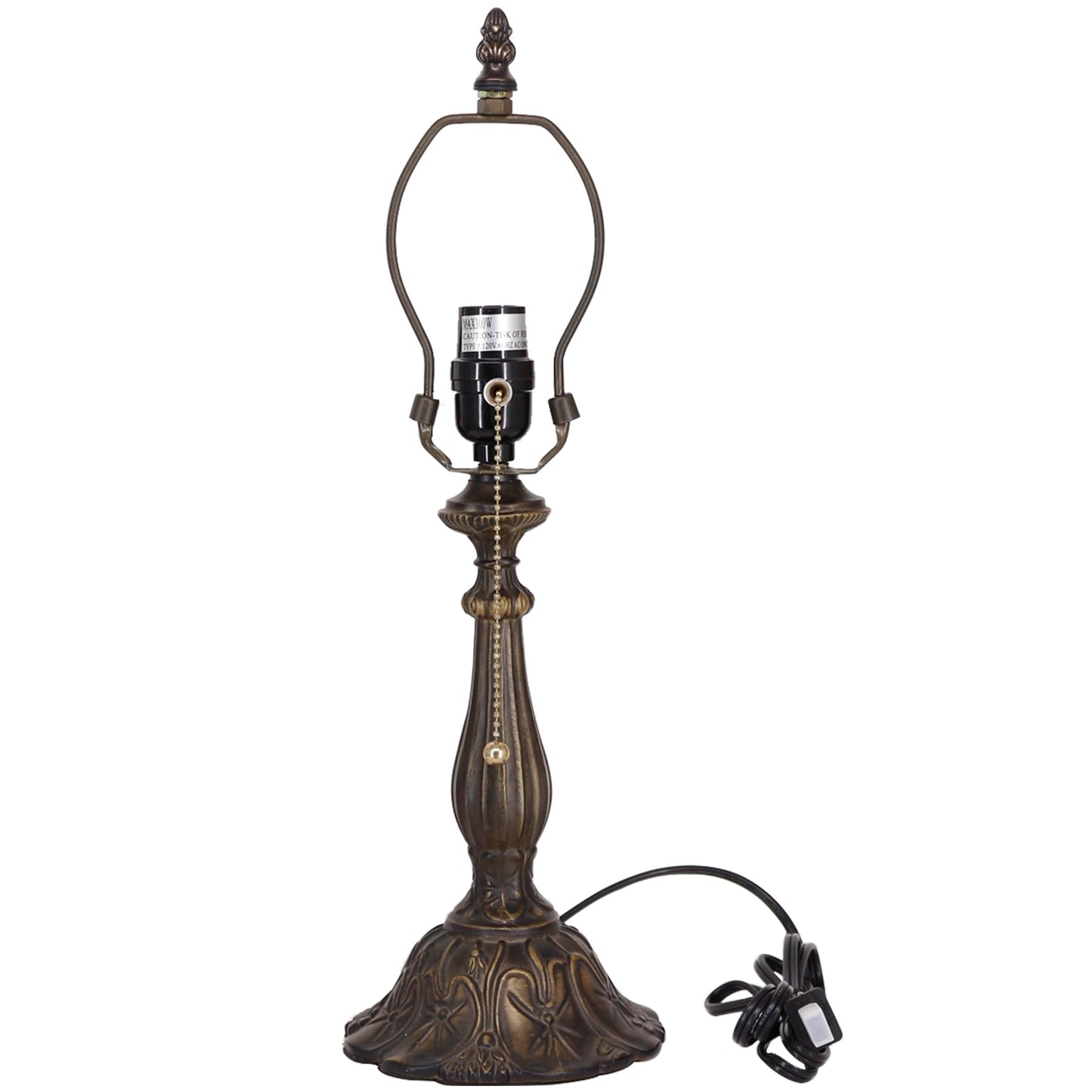 TCODTPOL Table Lamp Base Replacement Only, Wide 6 Height 18 Inch, Fit for 8, 10, 12 Inch Tiffany Style Stained Glass Lampshade, Dark Bronze Finish,Resin, Push Switch On Cord