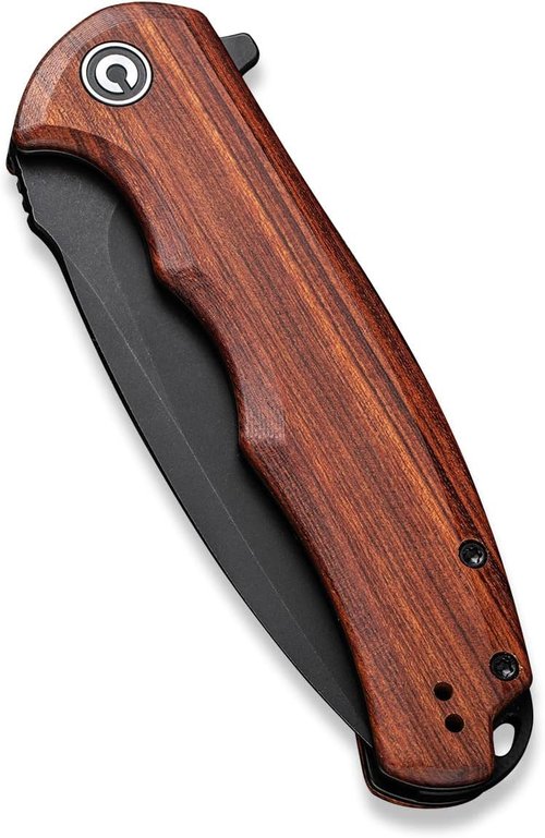 CIVIVI Folding Pocket Knife - Praxis Flipper with 3.75" Black Stonewashed Blade & Cuibourtia Wood Handles | Reversible Clip for EDC