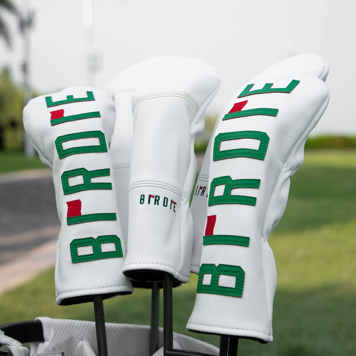 Golf Headcovers Elegant Embroidery Premium Leather Golf Club Head Covers Birdie Driver Cover Fairway Wood Cover Hybrid Headcover Golf Mallet Putter Cover for DF3 Putter Headcover for OZ1