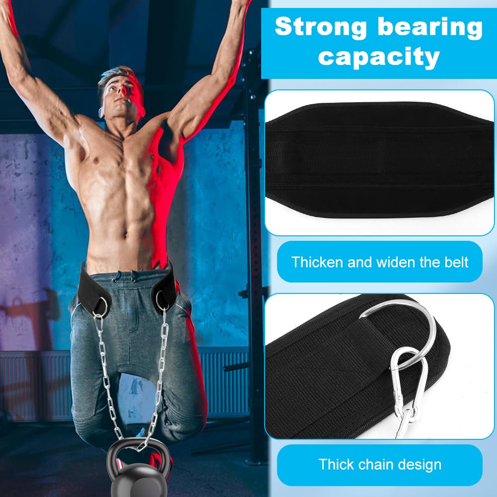 Dip Belt With Chain,Weightlifting Belt or Pull-Ups, Powerlifting, Squats, and Bodybuilding,550lbs - 650lbs Weight Capacity