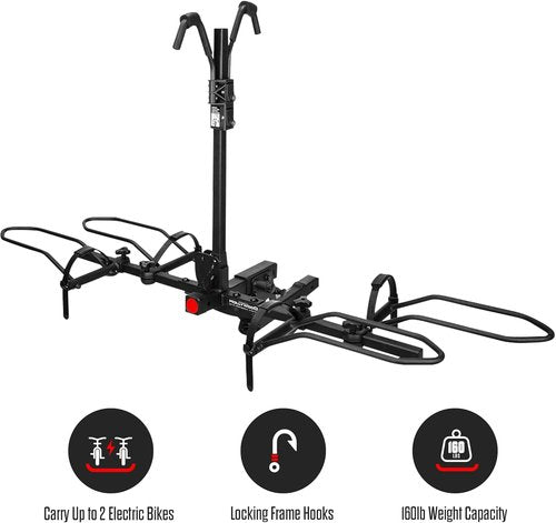 Hollywood Racks Sport Rider 2 Hitch Bike Rack - Heavy Duty, Foldable Design for 2 Bikes up to 80 lbs Each | Fits Standard, Fat Tire & Electric Bicycles