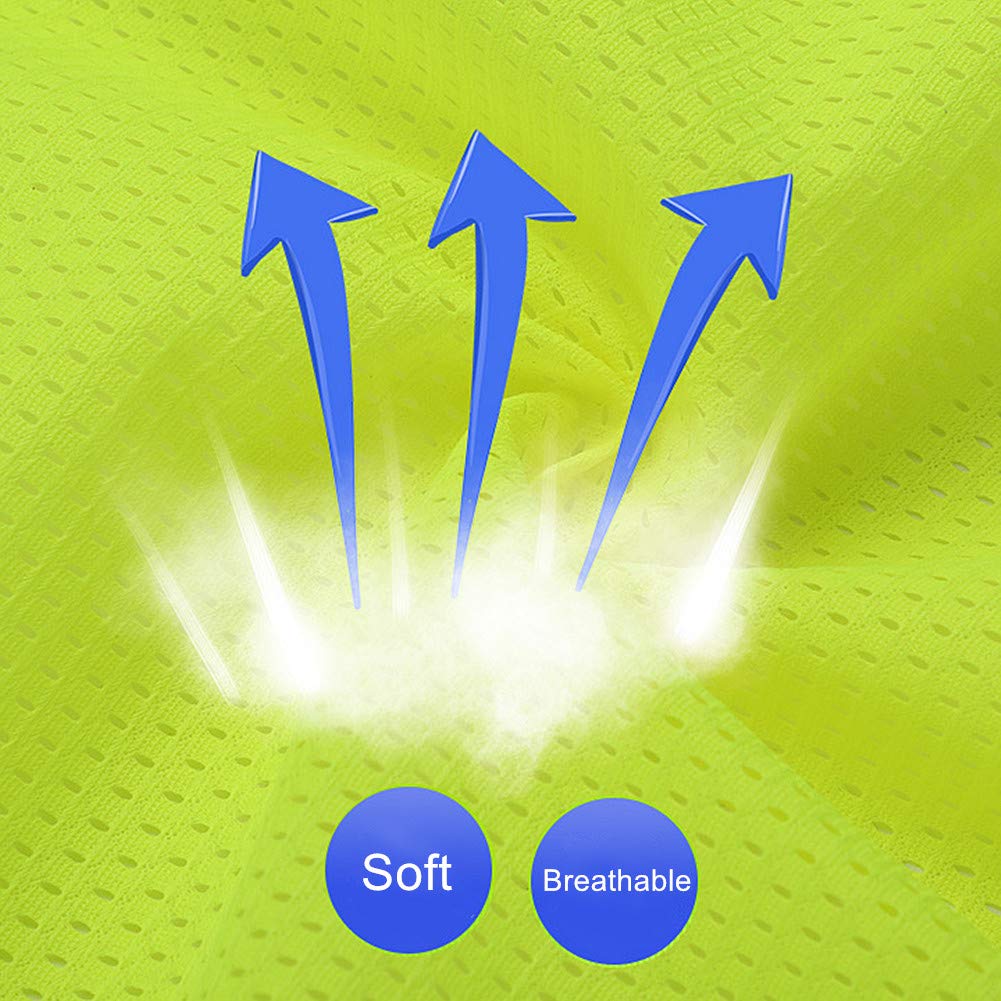XIAKE Reflective Safety Vest for Men & Women Mesh High Visibility Vest with Pockets Meets ANSI Standards(Large,Yellow)