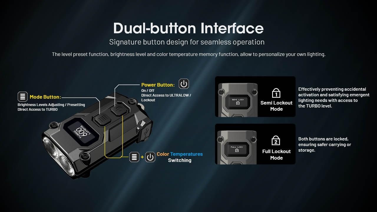 Nitecore TINI 3 EDC Keychain Flashlight - 600 Lumen USB-C Rechargeable with 3 Color Temperatures