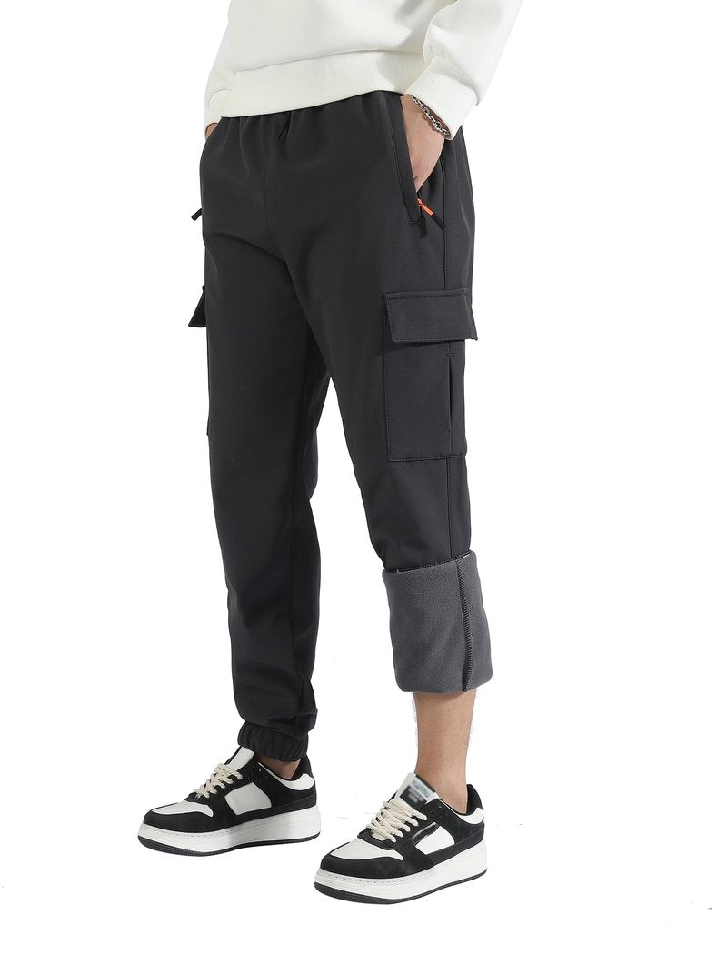 WaltZon Boys Girls Snow Pants Waterproof Fleece Lined Ski Pants Kids Insulated Winter Hiking Pants Outdoor Softshell with Zipper Pockets(3801SnowBlack14)