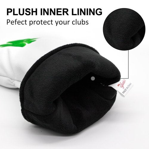 Montela Golf Club Covers Lucky Clover Golf Driver Covers Fairway Wood Head Cover Hybrid Headcover Leather 3 Wood Headcovers Golf Head Covers for Scotty Cameron Taylormade Titleist Odyssey