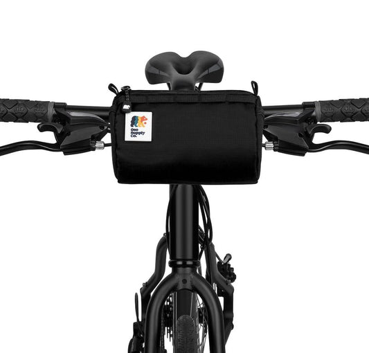 Oso Supply Co Handlebar Bike Bag – Water-Resistant Hard Shell with Quick-Access Zipper, Side Mesh Pockets, and Spacious Storage – Ideal for Cycling, Commuting, and Adventure Rides (Black)