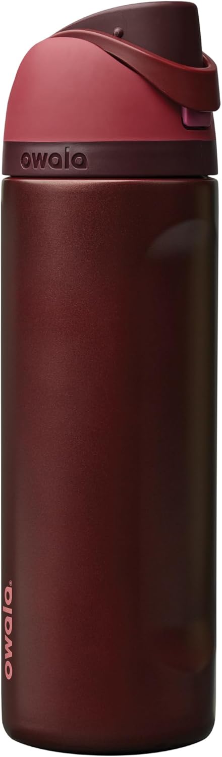 Owala FreeSip Insulated Stainless Steel Water Bottle - BPA-Free, 24 Oz, Black Cherry | Perfect for Travel