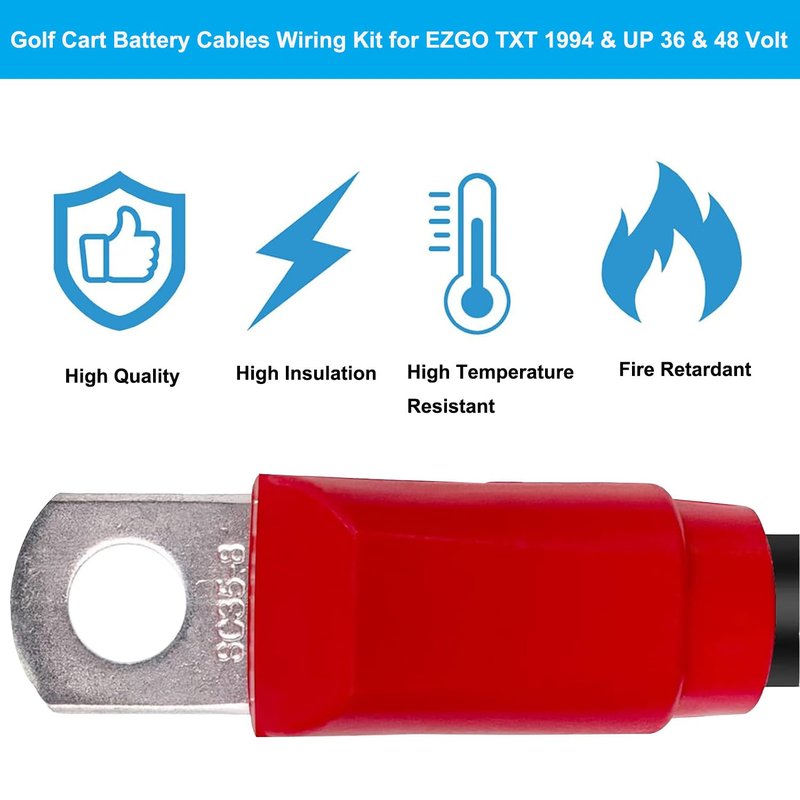 Bleigeeh 𝐔𝐩𝐠𝐫𝐚𝐝𝐞𝐝 7 Pack Golf Cart Battery Cables Compatible with EZGO TXT 36V and 48V 1994-UP 4 Gauge AC/DC Wiring Kit, Ultra Long,Flexible and Durability Golf Cart Battery Cables Set