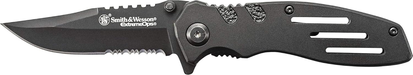 Smith & Wesson Folding Knife - Extreme Ops SWA24S 7.1in Stainless Steel with 3.1in Serrated Blade